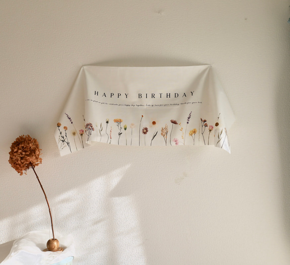 BIRTHDAY TAPESTRY cotton linen（36×100）wildflower 3枚目の画像