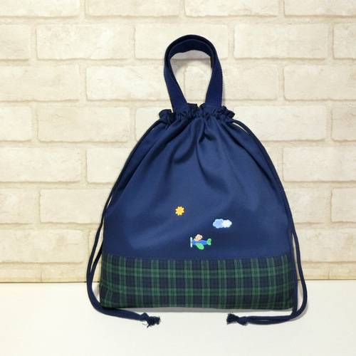 ファミリアワッペン付き《クロバー》体操服入れ お着替え巾着