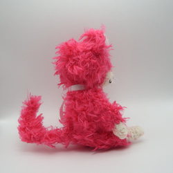 【あみぐるみ】ビビットピンクの猫　ビビットピンク　ファー【216】 5枚目の画像