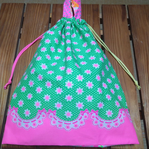 入園入学準備 水玉 ピンクス pinks 体操服袋 お着替え袋 巾着袋 女の子