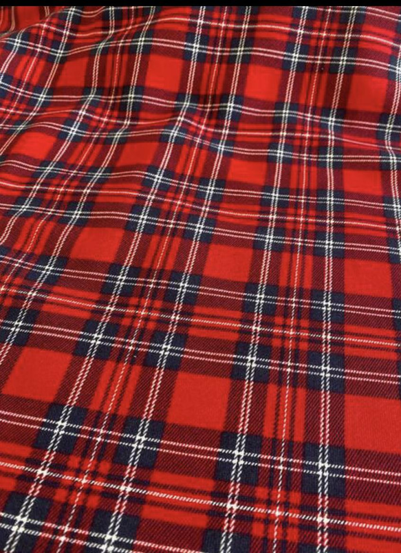 ☆送料無料☆ ニット生地 赤チェック 裏毛 生地 花びらの生地屋さん