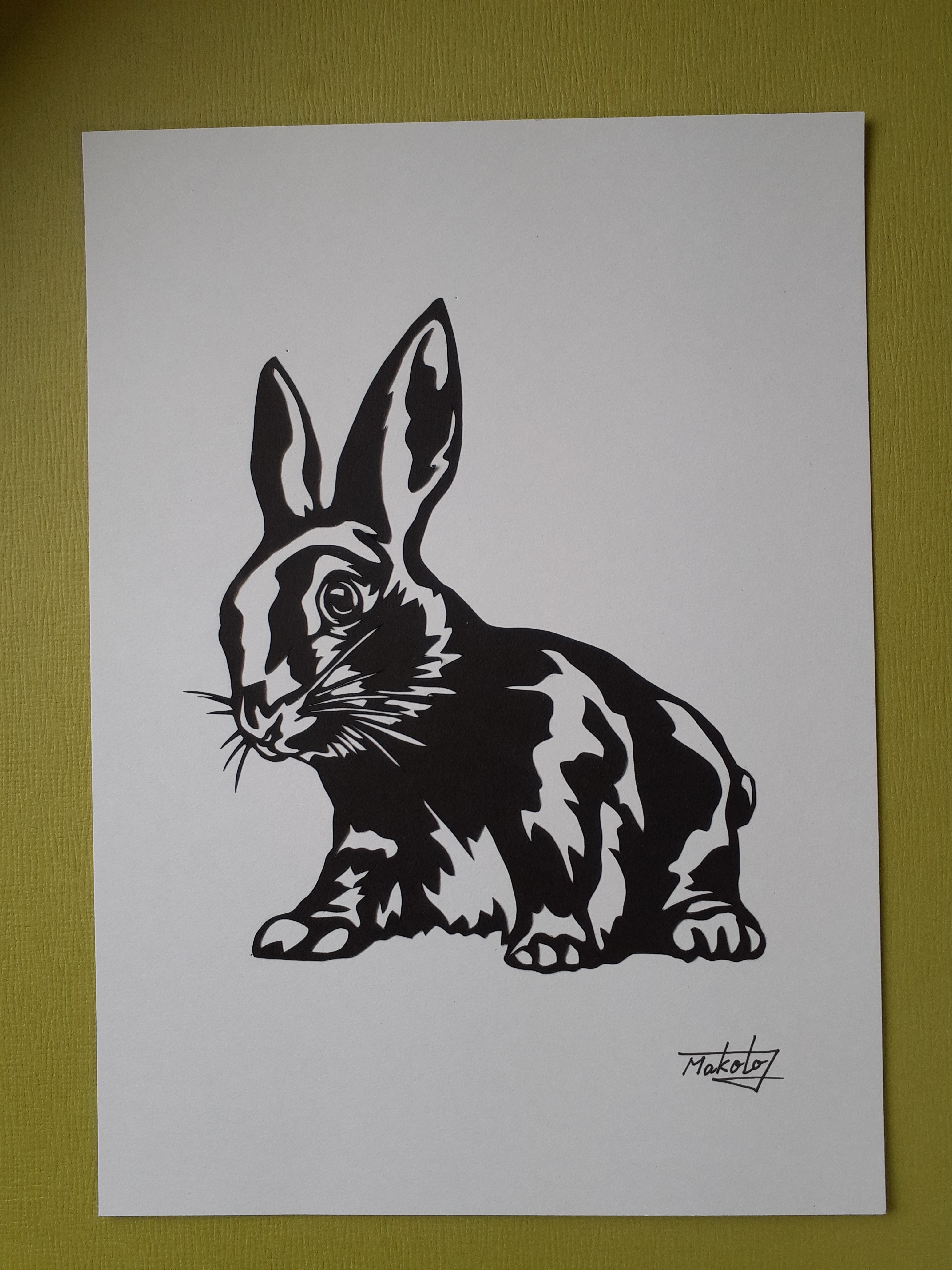 aki 幸運のうさぎフラッグオーナメント（木彫切り絵） arica
