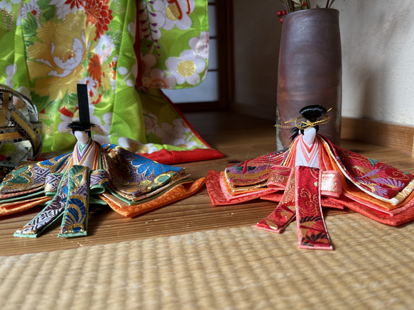古布で作った立ち雛　お雛様　ひなまつり ひな祭り 古布兎立雛 CO-001 置物 和雑貨 手作り インテリア