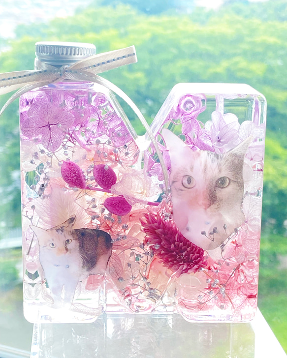 【再販】ウチの子ハーバリウム☆イニシャルボトル 4枚目の画像
