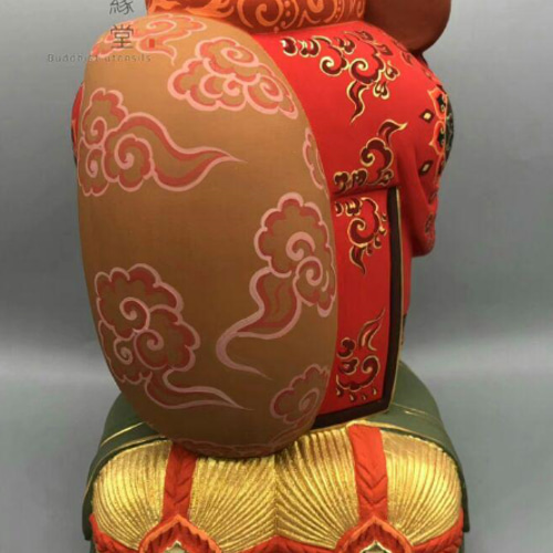 修縁堂】珍品 木彫仏像 七福神 大黒天 大黒様立像 彩繪 切金