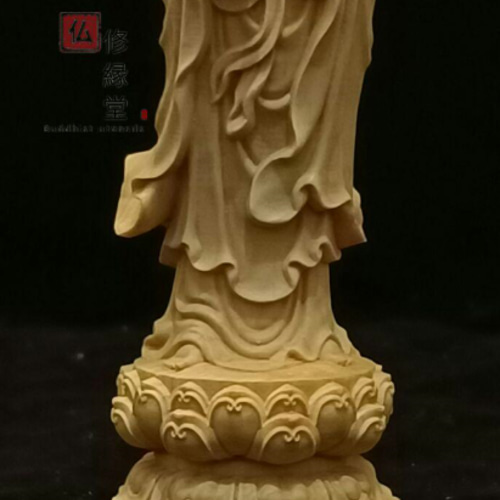 珍品 木彫仏像勢至菩薩立像 柘植材 本金 切金 彫刻 仏教工芸 C