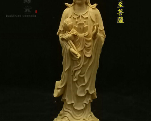 総柘植材 特上彫 木彫仏像 勢至菩薩立像 Amazon｜勢至菩薩像 7.2寸 高級天然ツゲ木彫り 立像 木製仏像
