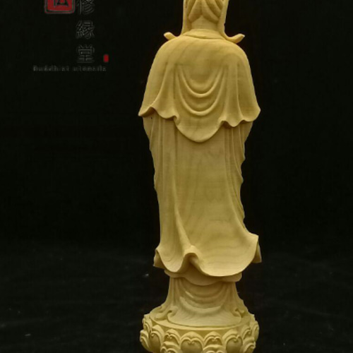 総柘植材 特上彫 木彫仏像 勢至菩薩立像