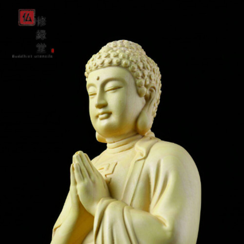 木彫り 仏像 阿弥陀如来立像 阿弥陀仏 柘植材 仏教工芸 精密彫刻