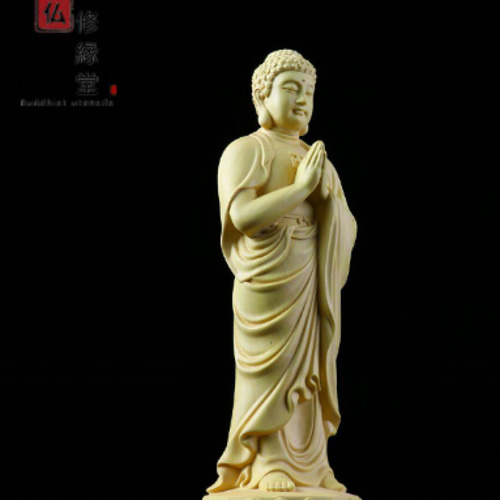 修縁堂】極上品 木彫仏像 地蔵菩薩立像 柘植材 仏教工芸 彫刻