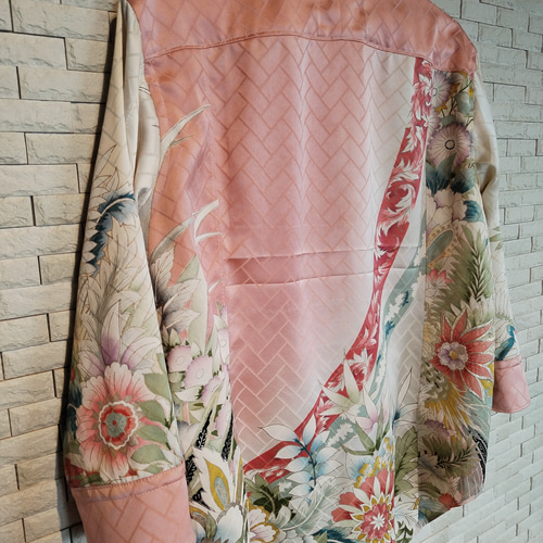受注製作 レディース着物シャツ七分丈 (送料無料）着物リメイク服
