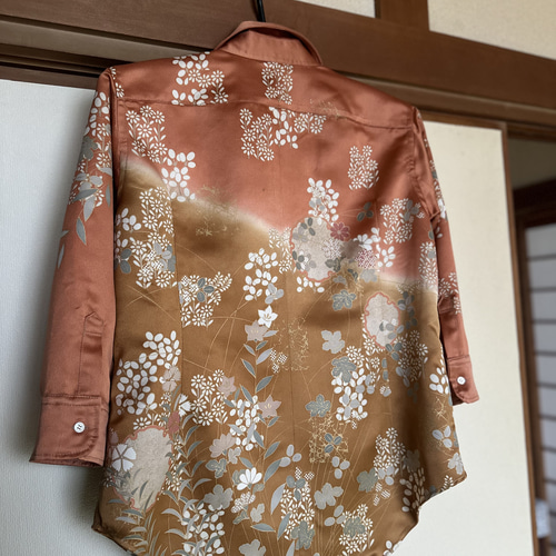 ちいちゃん　着物リメイク出品中！ 着物リメイク オープンカラーシャツ | iichi 日々の暮らしを心地よく