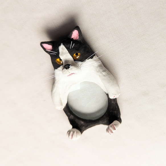 ハチワレ猫の拡大鏡（ルーペ）訳あり品 3枚目の画像