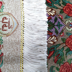 ペルシャ絨毯クム産シルク　薔薇　タバタバイ工房　玄関マット　93x60cm　 15枚目の画像
