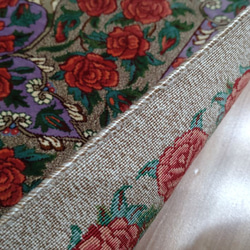 ペルシャ絨毯クム産シルク　薔薇　タバタバイ工房　玄関マット　93x60cm　 14枚目の画像