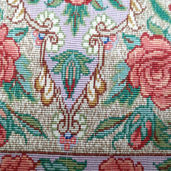 ペルシャ絨毯クム産シルク　薔薇　タバタバイ工房　玄関マット　93x60cm　 17枚目の画像