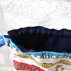 トレイン柄×ブルー☆入園入学4点セット　レッスンバッグ・体操着袋（お着替え袋）・上履き袋・巾着（給食袋）No.2301 12枚目の画像