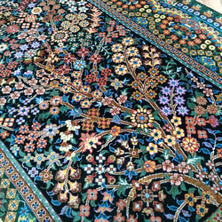 ペルシャ絨毯クム産シルク　生命の木　タバタバイ工房　玄関マット　88X61cm　 11枚目の画像