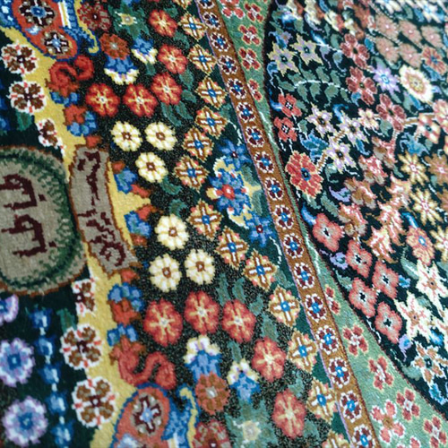 ペルシャ絨毯クム産シルク 生命の木 タバタバイ工房 玄関マット 