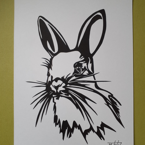 切り絵アート ウサギ 切り絵 makochin 通販 15281218｜Creema