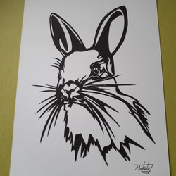 切り絵アート　ウサギ 2枚目の画像