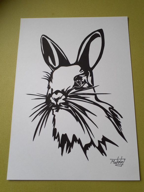 切り絵アート　ウサギ 2枚目の画像