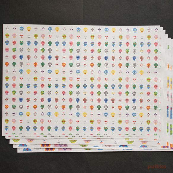 紙書封面墨西哥骷髏（彩色）A3 尺寸（6 件套） 第4張的照片