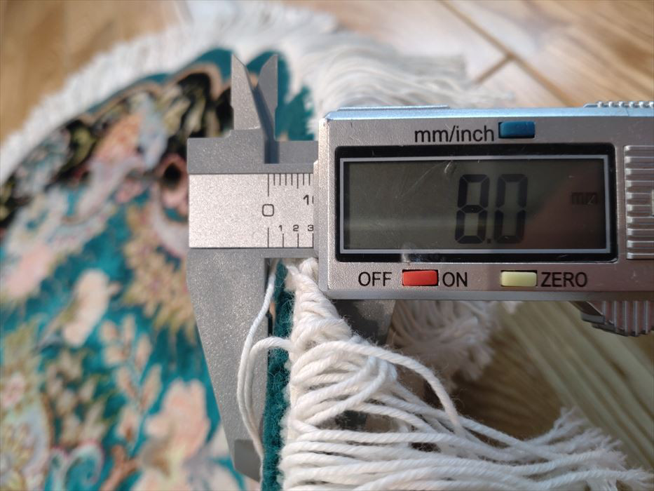 ペルシャ絨毯タブリーズ産フラワー　楕円　ウール&シルク　玄関マット　96Φ60cm