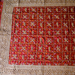 インド製ロイヤルファミリー 結婚式 パーティー 刺繍 スカート レッド