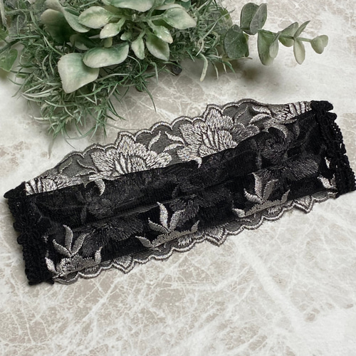 不織布マスクカバー（BLACK & SILVER） No.260 お値下げしました 
