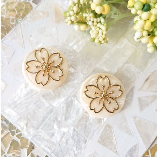 桜のボタン☆2個 h14 桜/さくら/ボタン/カボション/花/卒業式/入学式  