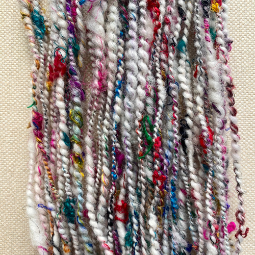 サリシルクファイバーMIX手紡ぎ糸アートヤーン 約40g 毛糸 手紡ぎ糸
