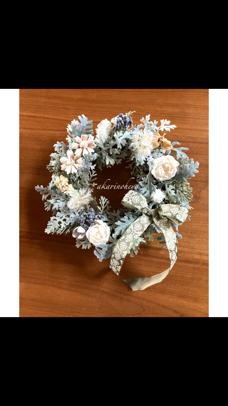 2024 シロタエギクのナチュラルリース アーティフィシャル