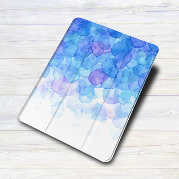 iPadケース ★水彩03-ブルー 手帳型ケース ※2タイプから選べます 3枚目の画像