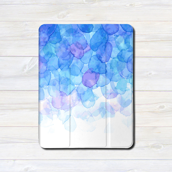 iPadケース ★水彩03-ブルー 手帳型ケース ※2タイプから選べます 2枚目の画像