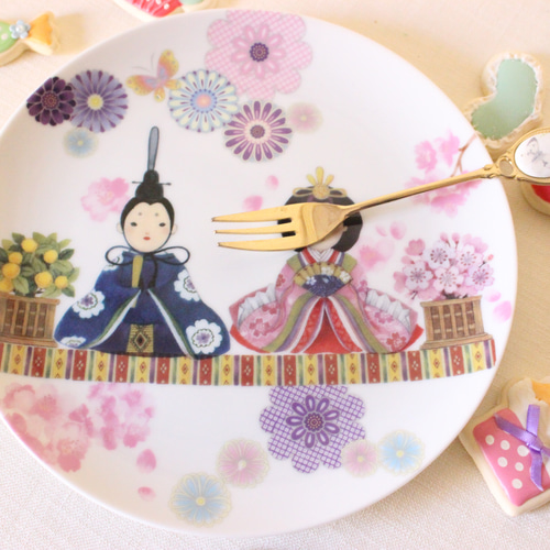 ひなまつり☆おすまし顔のお雛様の19㎝プレート【新作2024