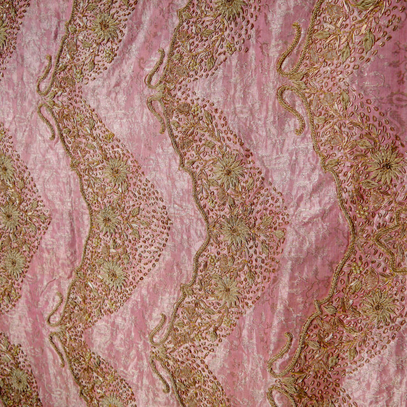 インド製ロイヤルファミリー 結婚式 パーティー 刺繍 ショール ピンク 3枚目の画像