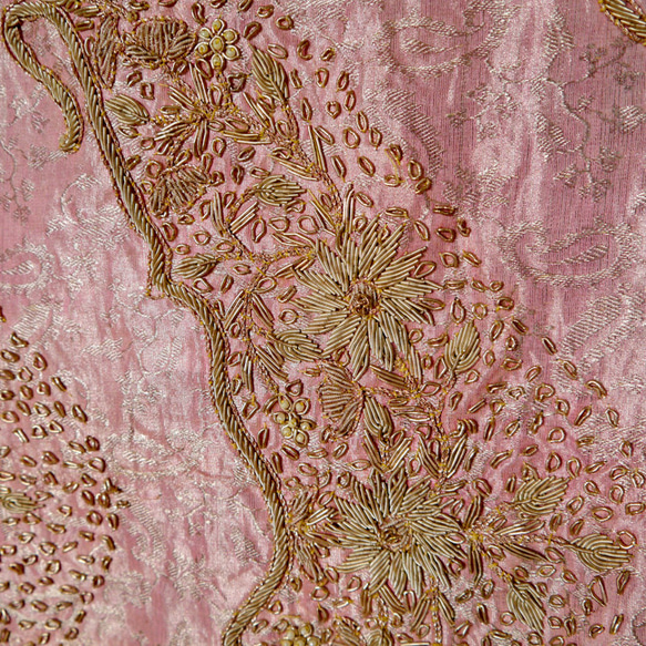 インド製ロイヤルファミリー 結婚式 パーティー 刺繍 ショール ピンク 4枚目の画像