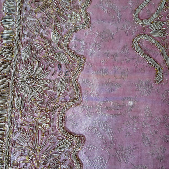 インド製ロイヤルファミリー 結婚式 パーティー 刺繍 ショール ピンク 