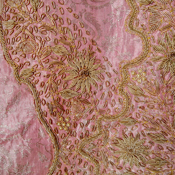 インド製ロイヤルファミリー 結婚式 パーティー 刺繍 ショール ピンク 5枚目の画像