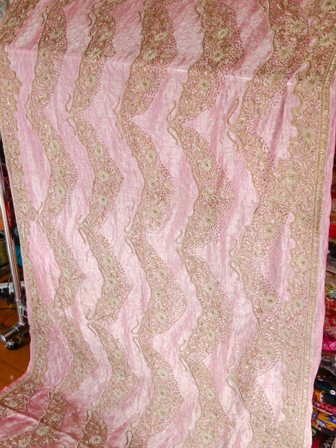 インド製ロイヤルファミリー 結婚式 パーティー 刺繍 ショール ピンク