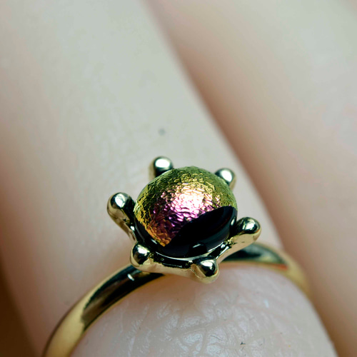 虹のガラスの指輪 ハンドメイド リング （10526-G1） ガラス工芸家の