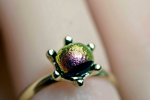 虹のガラスの指輪 ハンドメイド リング （10526-G1） ガラス工芸家の