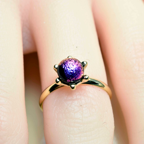 指輪 アクセサリー 装飾品 極細工 収集品 美品 工芸品  美術品 虹のガラスの指輪 ハンドメイド リング （10527-G1） ガラス工芸家の