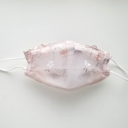 3D立体不織布マスクカバー   マスクカバー　　チュール　レース　舟形　薄墨桜色 4枚目の画像