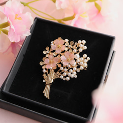 [発送2日内]桜の花束ブローチ[ホワイト/ピンク] 5枚目の画像