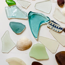 ナチュラル　シーグラスと貝殻、貝のカケラセット　ミックスカラー、ミックスサイズ④ 8枚目の画像