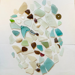 ナチュラル　シーグラスと貝殻、貝のカケラセット　ミックスカラー、ミックスサイズ④ 1枚目の画像