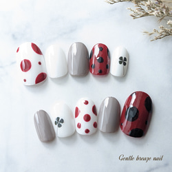 はなページ ネイルチップ ネイルチップ 048. てんとう虫ネイル ネイルチップ（つけ爪） Gentle