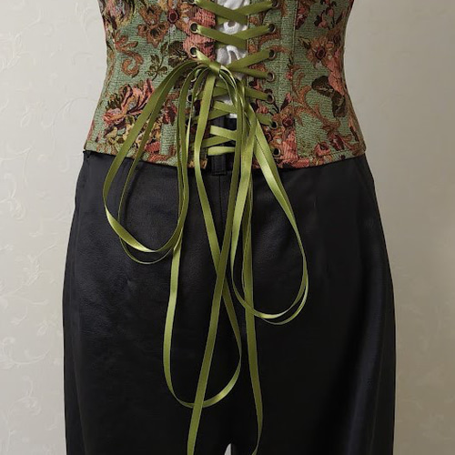 コルセット ゴブラン風プリント ピスタチオグリーン・ショート丈 M